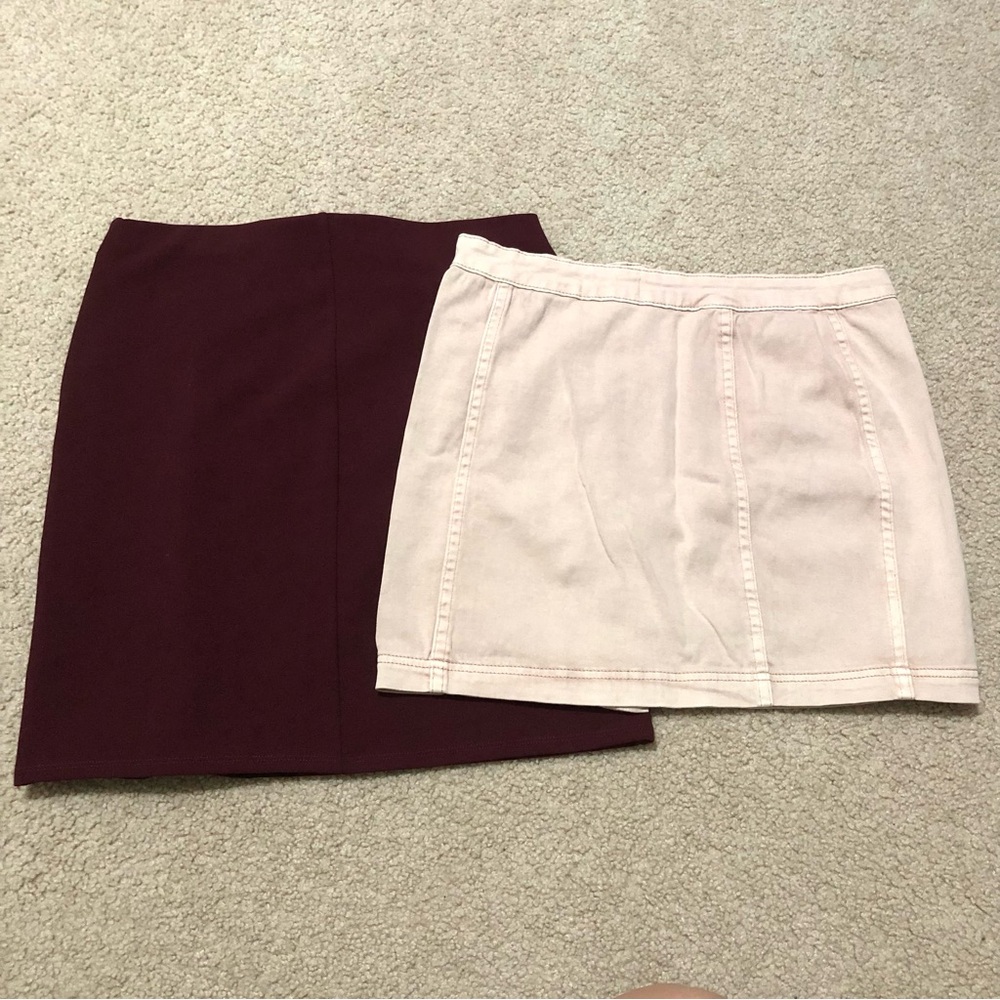 Soprano Burgundy and Blush Mini Skirt Duo • L - Picture 2 of 5